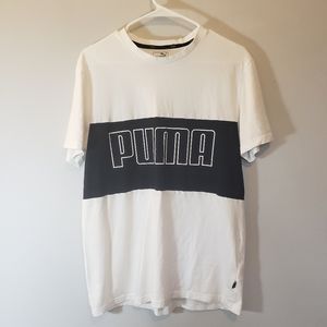 Puma Black White Short Sleeve Logo Spell Out T-Shirt M